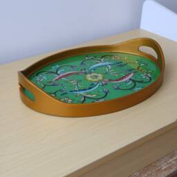 Azafate Floreada Verde - Home Decoration- Fountain Tray Peruvian Crafts - thumbnail 3