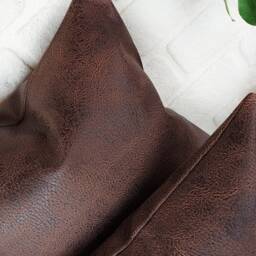 Terracotta Vegan Leather Pillow Cover Modern Zen Decorative Stitched Cushion - thumbnail 4