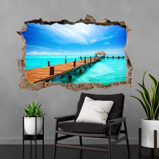 Tropical Island Pier Wall Decal Sticker Mural Poster Print Art Home Office Decor Bd45 - image 1