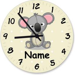 Children's Room Wall Clock in Pastel Colors With Cute Animals & Personalized Name - A Great Gift For Learning To Watch 29 cm Name, Nature, Animal - thumbnail 3