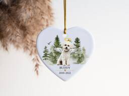 Bichon Frise, Dog Loss Gift, Pet Memorial Gift For Christmas, Keepsake Lover, Custom Ornament, Passed Away Angel - thumbnail 1