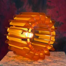 Burnt Orange Opium Poppy Pendant Lamp Shade Mid Century Modern - thumbnail 3