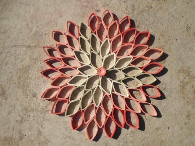 Coral Dahlia Paper Wall Art Round Geometric Flower Hanging - image 1