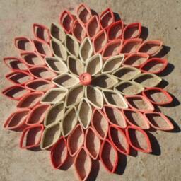 Coral Dahlia Paper Wall Art Round Geometric Flower Hanging - thumbnail 2