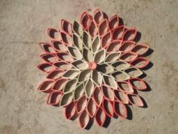 Coral Dahlia Paper Wall Art Round Geometric Flower Hanging - thumbnail 1