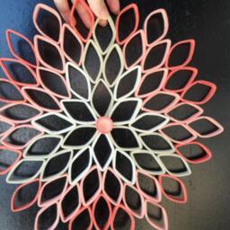 Coral Dahlia Paper Wall Art Round Geometric Flower Hanging - thumbnail 4