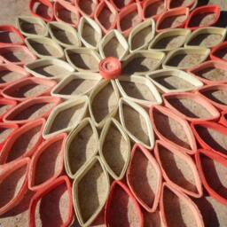Coral Dahlia Paper Wall Art Round Geometric Flower Hanging - thumbnail 3
