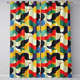 Abstract Organic Curved Shapes Colorful Seamless Pattern Readymade Eyelet Ring Top Thermal 100% Blackout Curtains - thumbnail 2