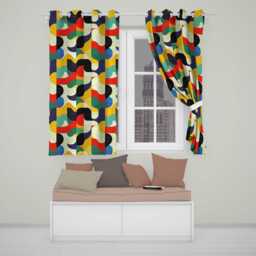 Abstract Organic Curved Shapes Colorful Seamless Pattern Readymade Eyelet Ring Top Thermal 100% Blackout Curtains - thumbnail 1