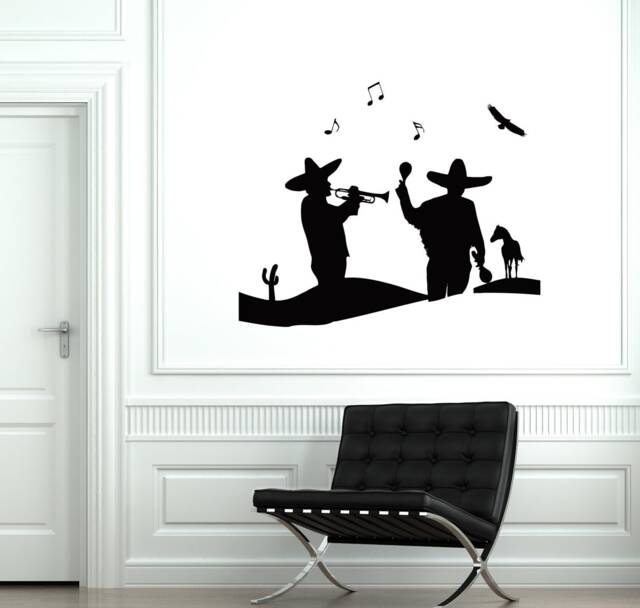 Vinyl Wall Decal Mexican Mariachi Silhouette Music Mexico Funny Cool Latin Decor Stickers Mural - #1925Di - image 1