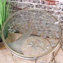 Belagavi Tree Design Set Of 2 Round Side Tables Gold - thumbnail 2