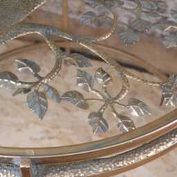 Belagavi Tree Design Set Of 2 Round Side Tables Gold - thumbnail 4