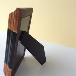 Wooden & Plaster Photo Frame, Black Red Bolo, Fake Gold Thread - thumbnail 3