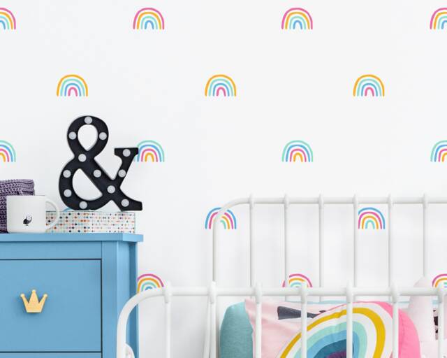 Rainbow Decals - 4 Color Stickers, Decor, Colorful Wall Girls Room Kids Vinyl - image 1