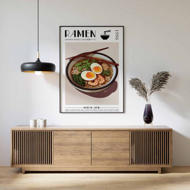 Ramen Poster, Food Print, Art, Modern Kitchen Decor, Japanese Decor - image 1