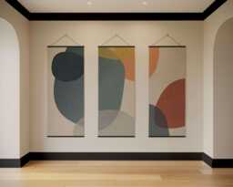 Soft Abstract Shapes Tapestry - Wall Hanging Unique Art - thumbnail 1