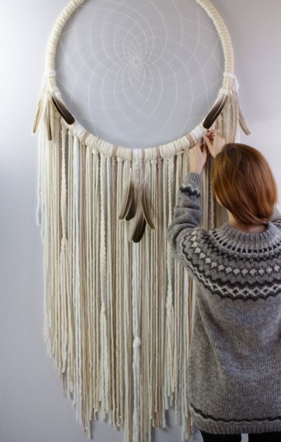 Extra Large Boho Dreamcatcher - Macram?? Wall Hanging With Clear Quartz Crystal - image 1