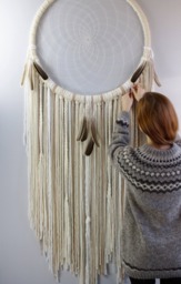 Extra Large Boho Dreamcatcher - Macram?? Wall Hanging With Clear Quartz Crystal