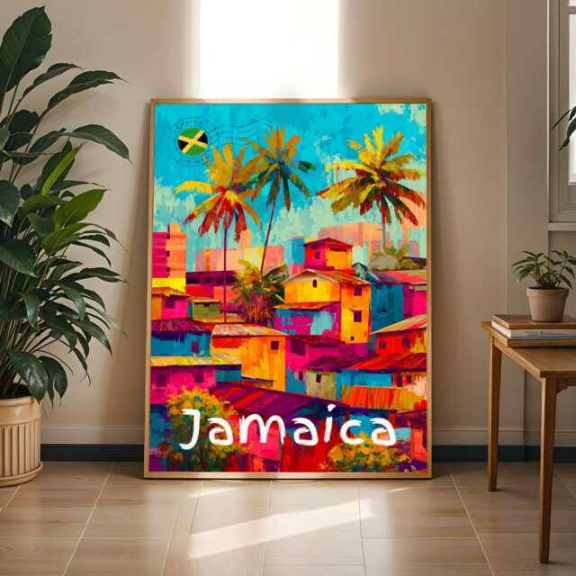 Jamaica Tropical Houses - Caribbean Style Decor - Travel Enthusiast Wall Art Print - Poster Only - image 1