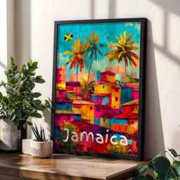Jamaica Tropical Houses - Caribbean Style Decor - Travel Enthusiast Wall Art Print - Poster Only - thumbnail 2