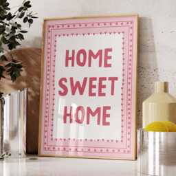 Home Sweet Wall Print, Hallway Art, Cute Pink Decor - thumbnail 1