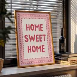 Home Sweet Wall Print, Hallway Art, Cute Pink Decor - thumbnail 3