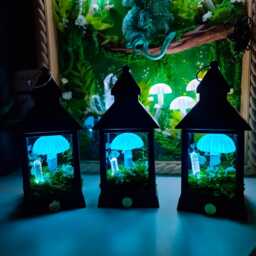 Rechargeable Miniature Mushroom Night Light Handmade Fairy Lantern - thumbnail 3