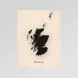 Clan Renwick Scottish Tartan Map - Of Scotland Family Wall Decor, Ready To Hang - thumbnail 2