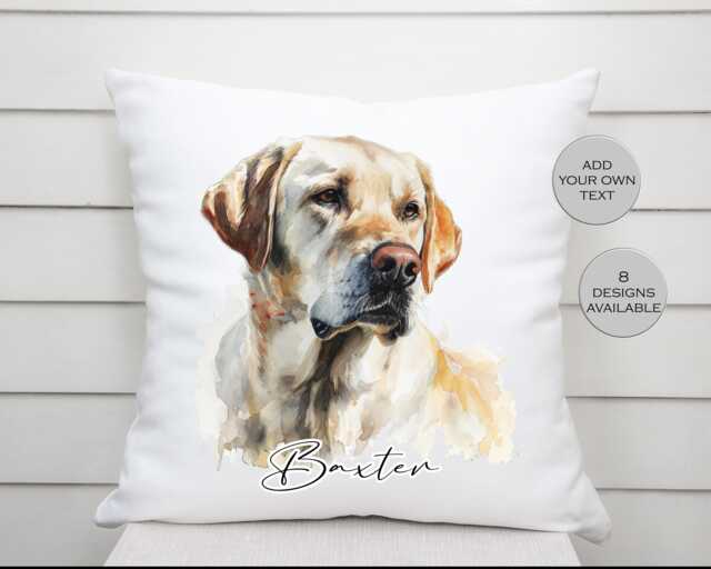 Personalised Yellow Labrador Cushion - Custom Dog Lover Pillow Gift Memorial Home Decor - image 1
