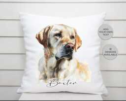 Personalised Yellow Labrador Cushion - Custom Dog Lover Pillow Gift Memorial Home Decor