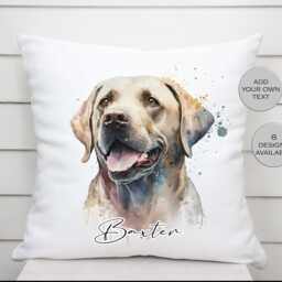 Personalised Yellow Labrador Cushion - Custom Dog Lover Pillow Gift Memorial Home Decor - thumbnail 3