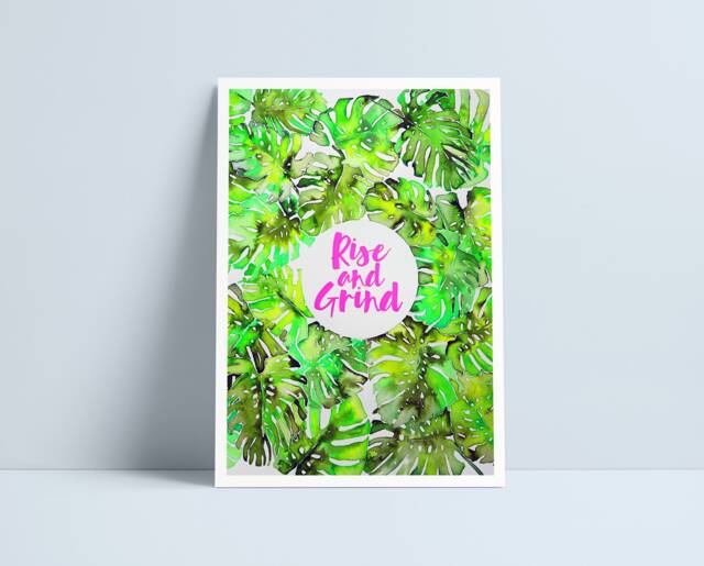 Large Rise & Grind Print By Niki Pilkington/Motivation Motivational Quote Office Art - image 1