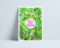 Large Rise & Grind Print By Niki Pilkington/Motivation Motivational Quote Office Art - thumbnail 1