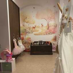 Fairy Forest Wallpaper Mural - Baby Girl Room Wall Decor Pastel Woodland Animals Peel & Stick Nursery Art - thumbnail 3