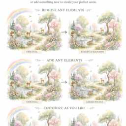Fairy Forest Wallpaper Mural - Baby Girl Room Wall Decor Pastel Woodland Animals Peel & Stick Nursery Art - thumbnail 4