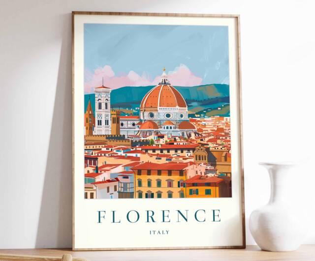 Florence Travel Poster Italian Cityscape Art Print