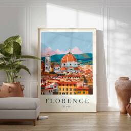 Florence Travel Poster Italian Cityscape Art Print - thumbnail 2