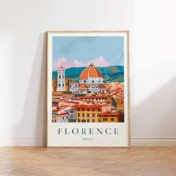 Florence Travel Poster Italian Cityscape Art Print - thumbnail 3