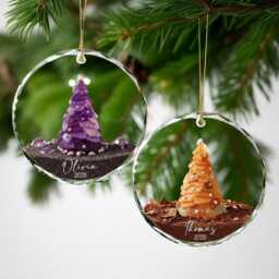 Personalized Seaglass Christmas Tree Ornament, Ceramic Family Gift, Glass Ocean Holiday Keepsake - thumbnail 2