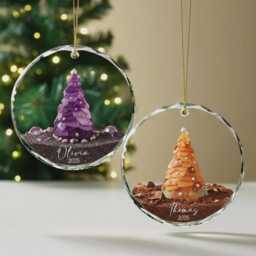 Personalized Seaglass Christmas Tree Ornament, Ceramic Family Gift, Glass Ocean Holiday Keepsake - thumbnail 3