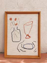 Hand Woven Wall Hanging Jug Framed Work, Earth Tones Textile Art