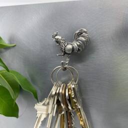 Rooster Magnetic Hook - Handmade Pewter Key Holder, Hanging Hook, Canadian Farmhouse Decor, Souvenir