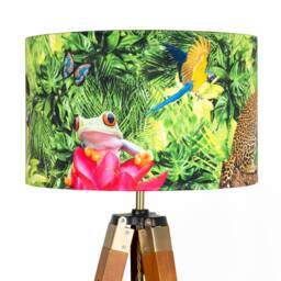 Green Tropical Lampshade Leopard Monkey Frog 25cm 30cm 35cm 40cm 45cm Drum Lamp Shade - Shade, Handmade Home Decor Ceiling Table - thumbnail 2