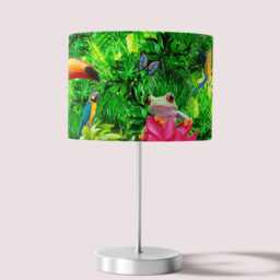 Green Tropical Lampshade Leopard Monkey Frog 25cm 30cm 35cm 40cm 45cm Drum Lamp Shade - Shade, Handmade Home Decor Ceiling Table - thumbnail 4