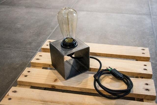 Iron Table Lamp - Industrial Design Minimal Cube - image 1