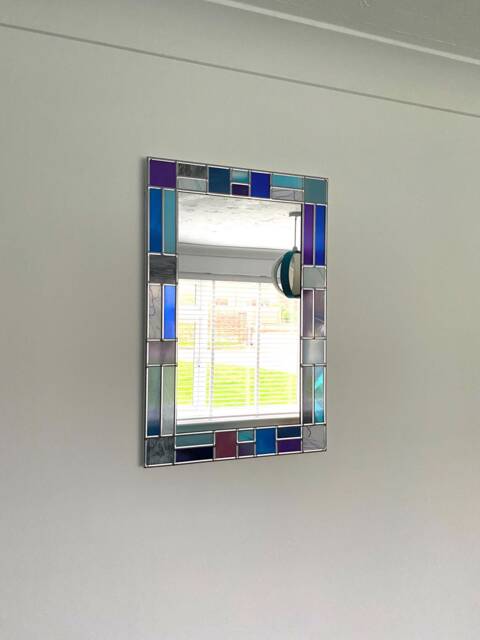 Mondrian Style Blue Mix Border Mirror - image 1