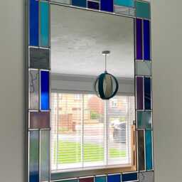 Mondrian Style Blue Mix Border Mirror - thumbnail 3