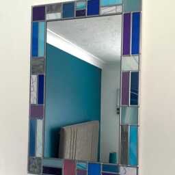Mondrian Style Blue Mix Border Mirror - thumbnail 4