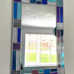 Mondrian Style Blue Mix Border Mirror - thumbnail 2