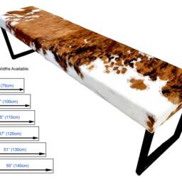 Cowhide & Steel Dining Bench, Modern Entryway Industrial Seating - B - Rgb - thumbnail 3